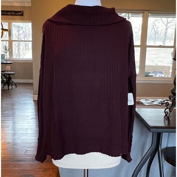 NWT Free People Sweater XS Oversized Cowl Neck Draped Tunic Top Date Night Wine - Picture 3 of 13
